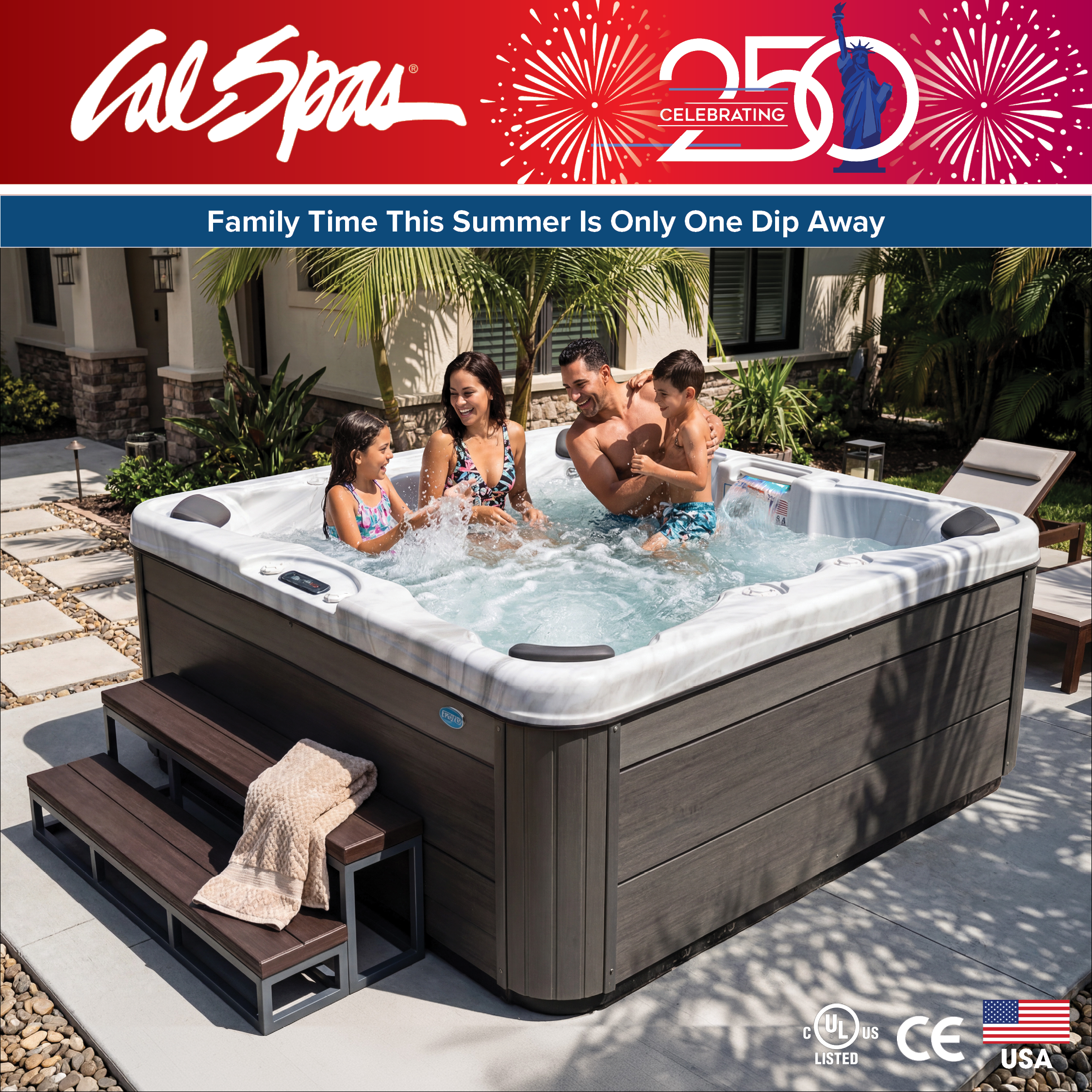 Calspas hot tub being used in a family setting - Centreville